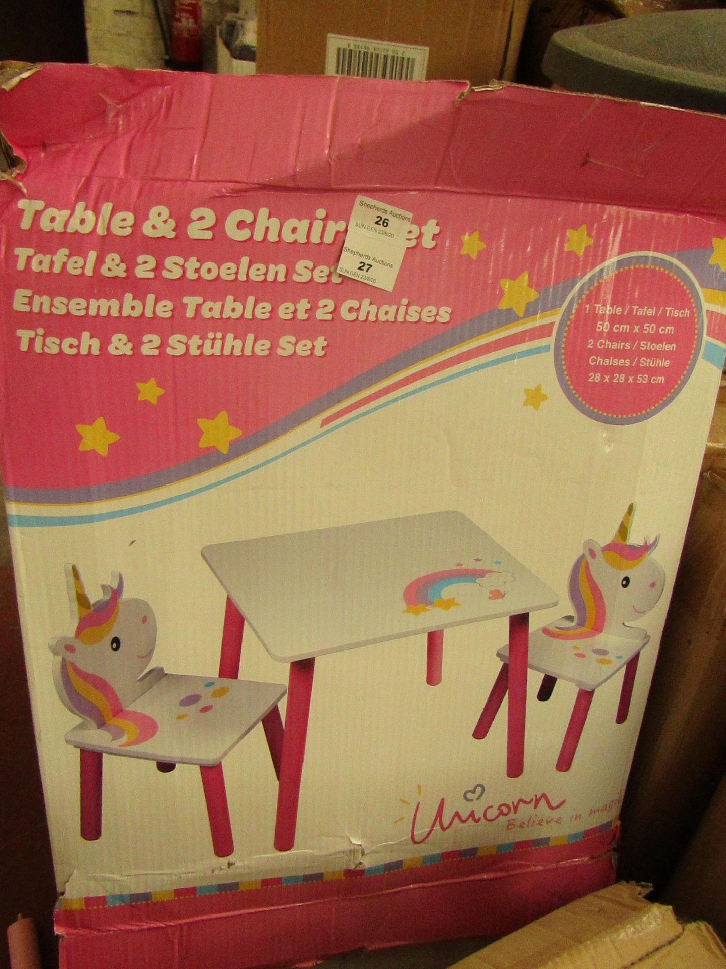 Unicorn - Table & Chairs Set - Unchecked & Boxed.