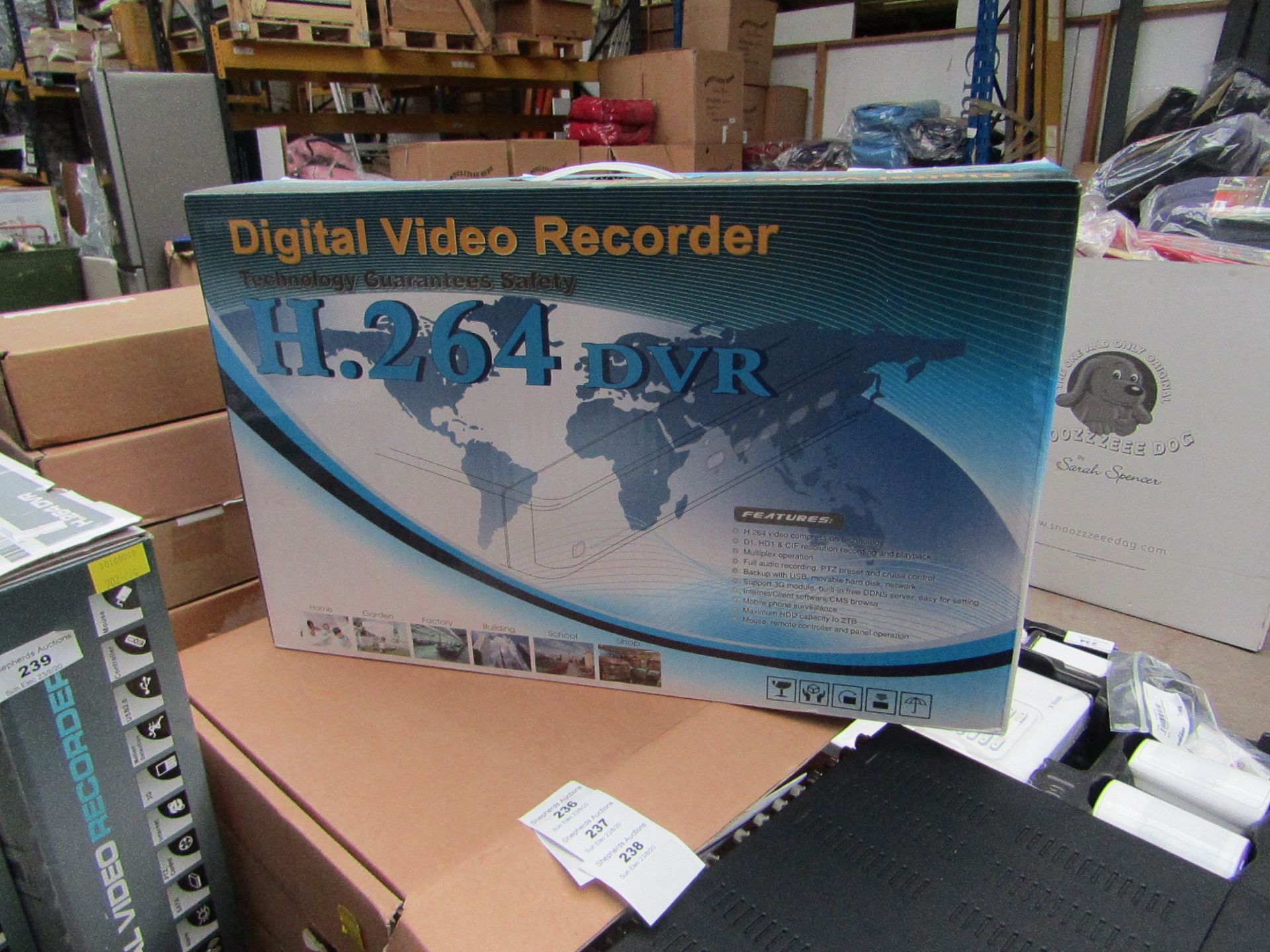 Digital Video Recorder (H.264 DVR), unchecked and boxed. Functions compatible include; phone output,