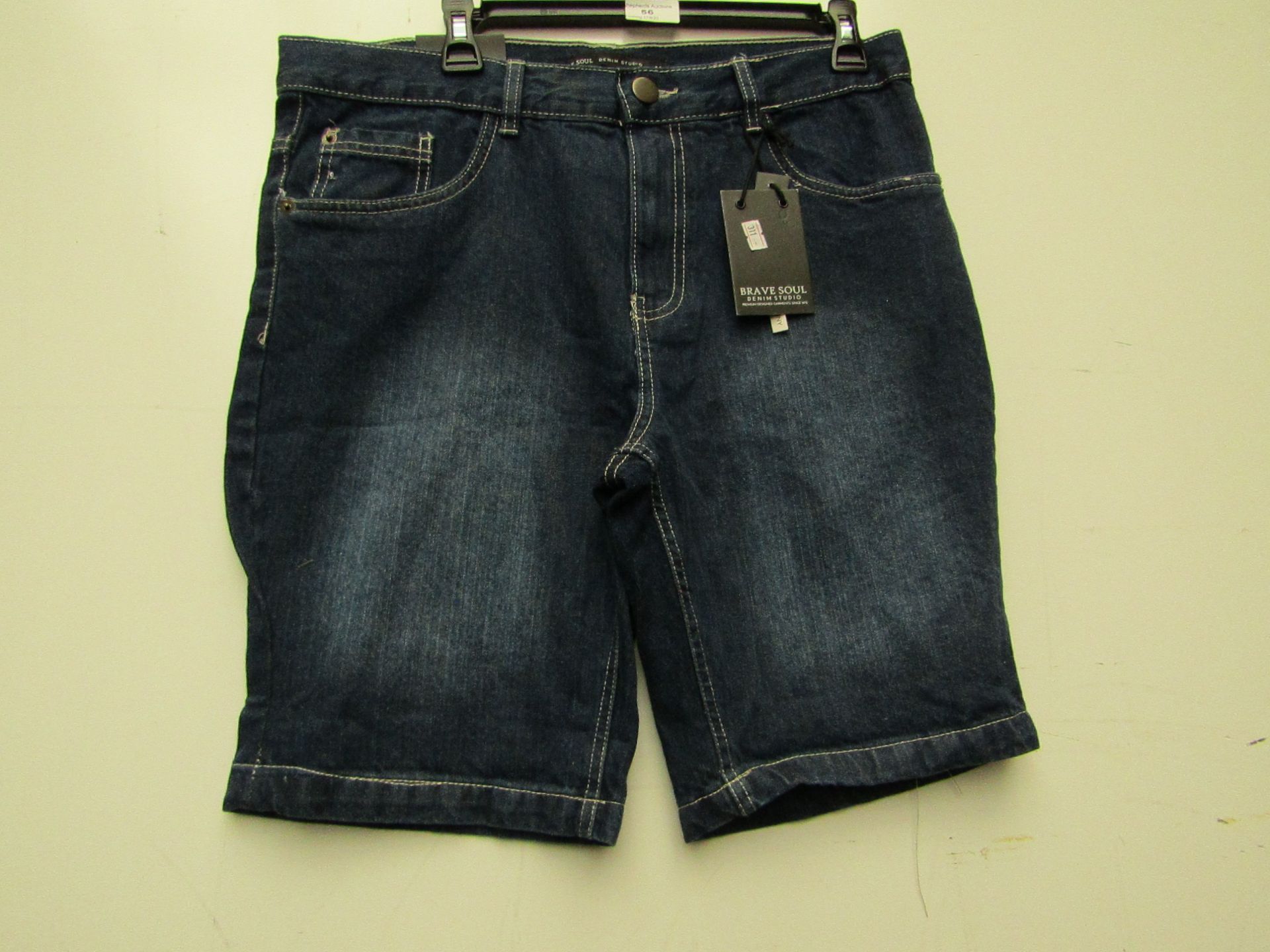 Brave Soul Mens Mid Blue Denim Shorts size M with tag