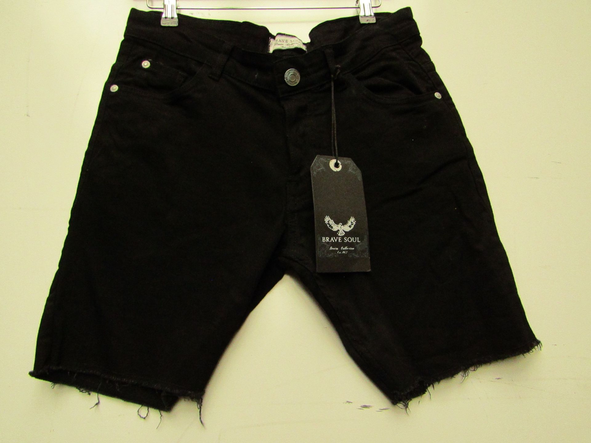 Brave Soul Mens Black Jean Shorts size S with tag