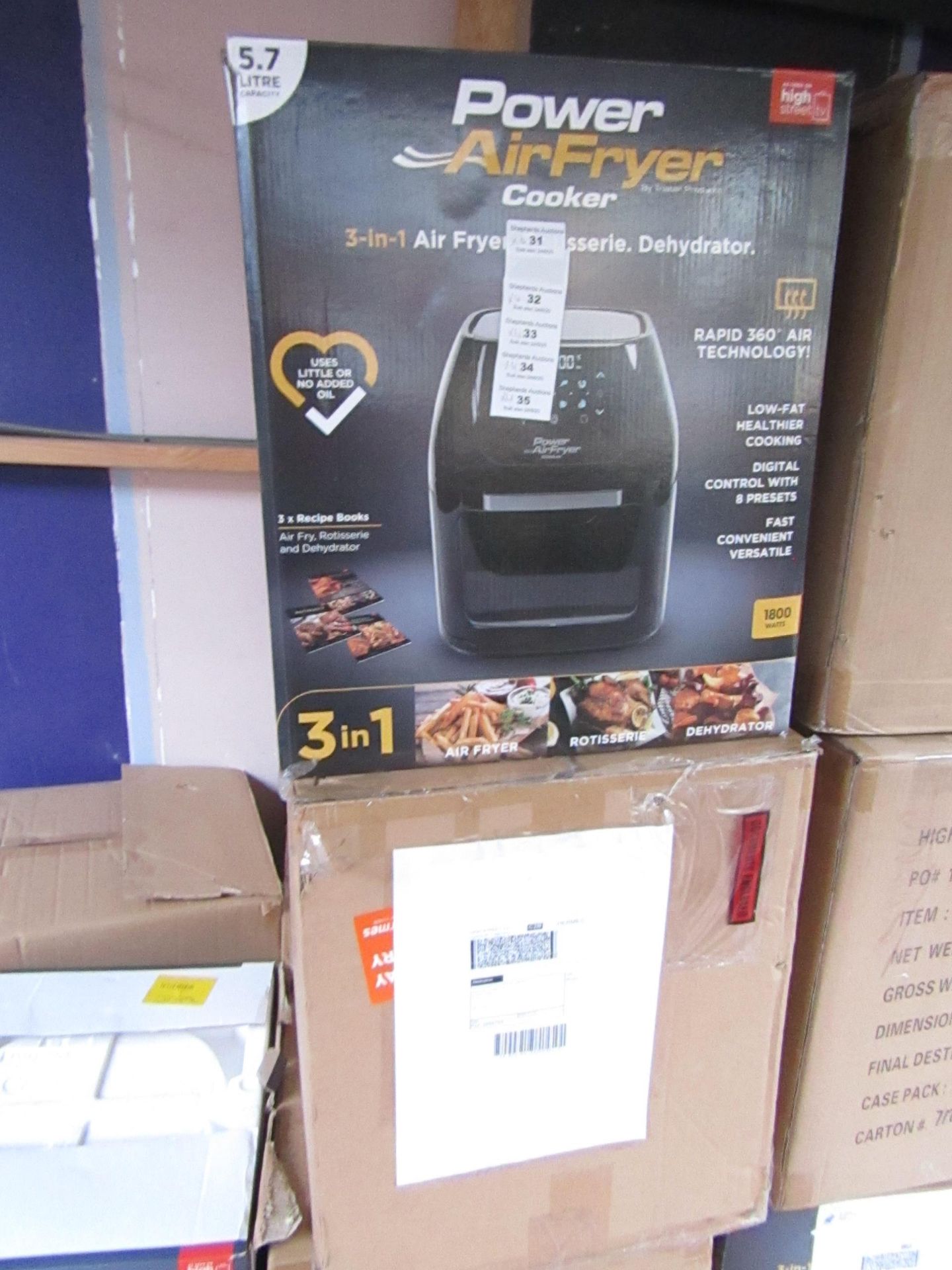 | 4X | POWER AIR FRYER COOKERS | UNCHECKED AND BOXED SOME MAY BE IN NON PICTURE BROWN BOXES| NO