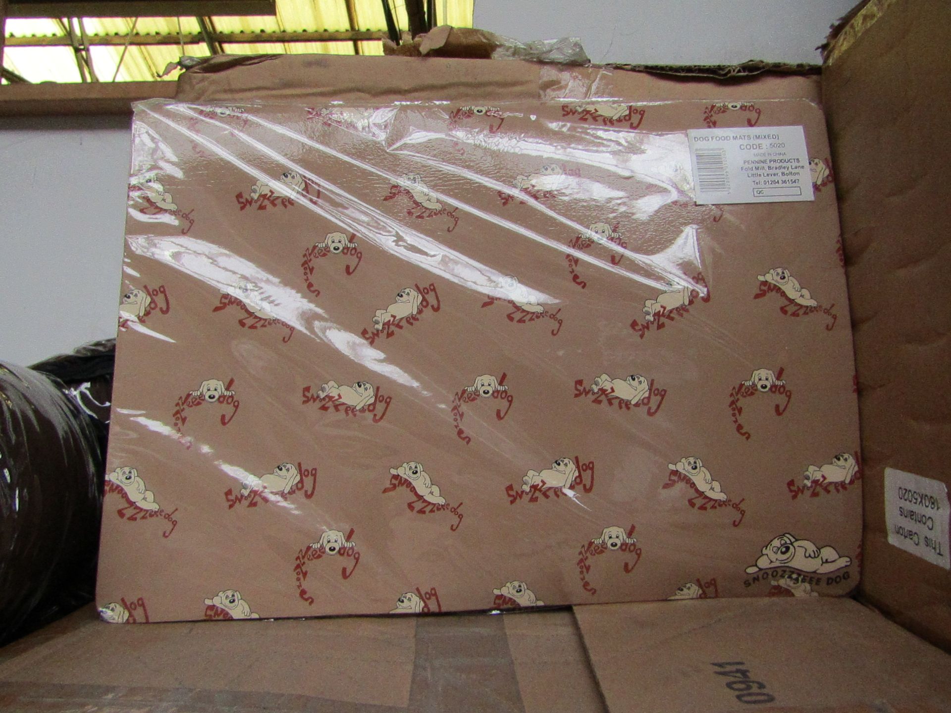 Box of Approx 180 - Dog Food Mats - All New Packaged & Boxed.