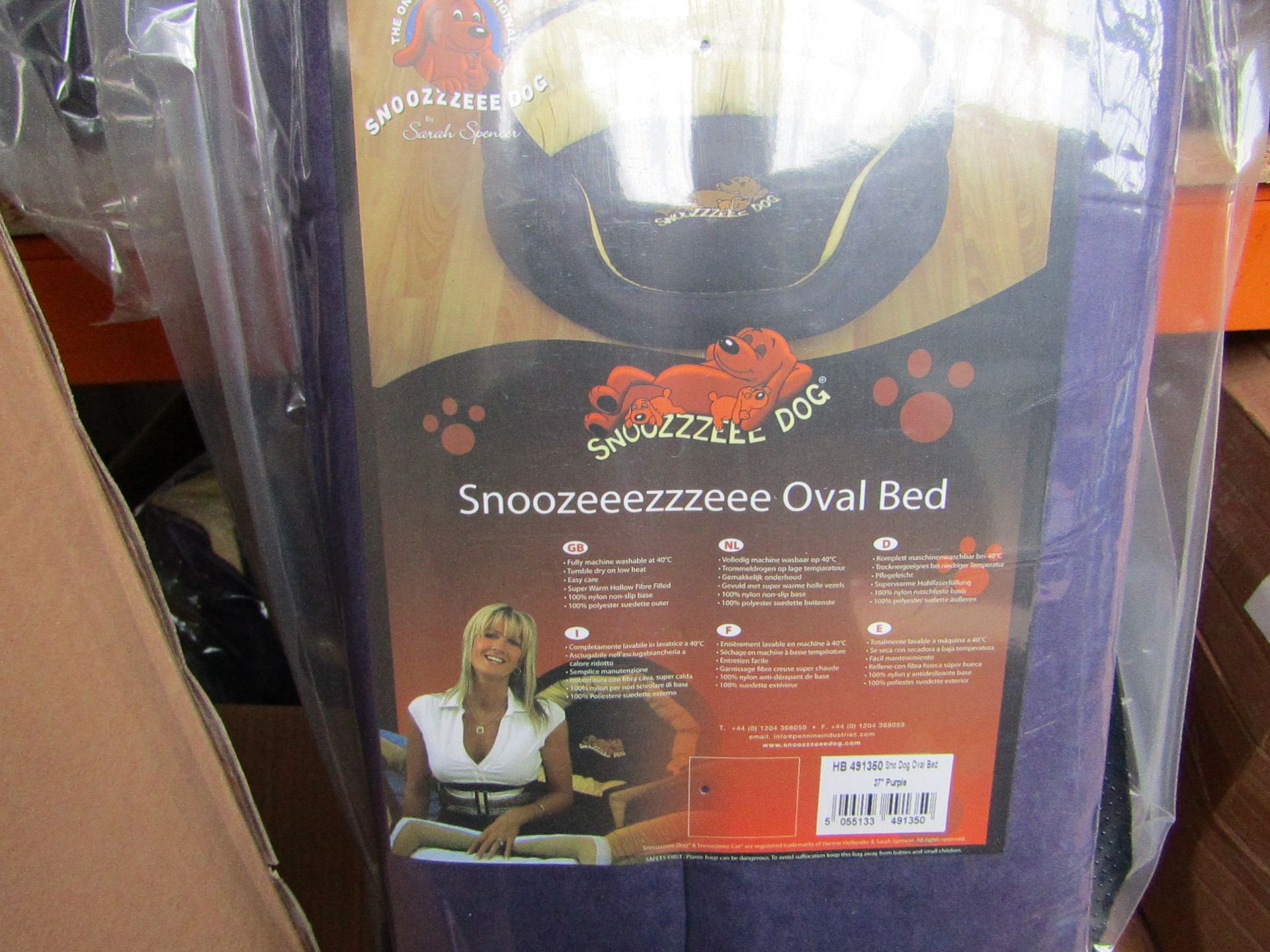 6x Snoozzzeee Dog - Purple Oval Dog Bed (37") - All New & Packaged.