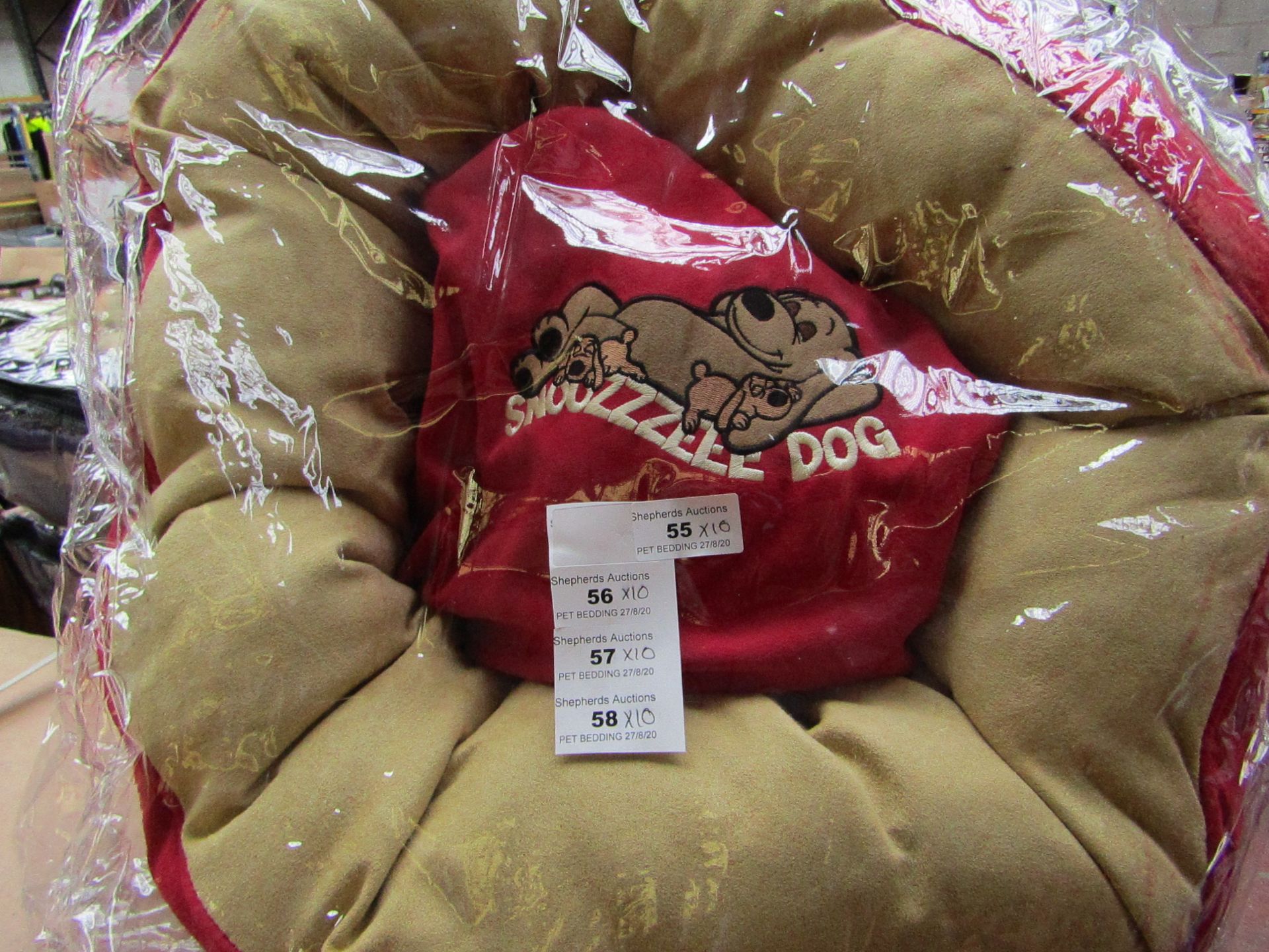 10x Snoozzzeee Dog - Cherry Red Donut Dog Bed (Size 1) - All New & Packaged.