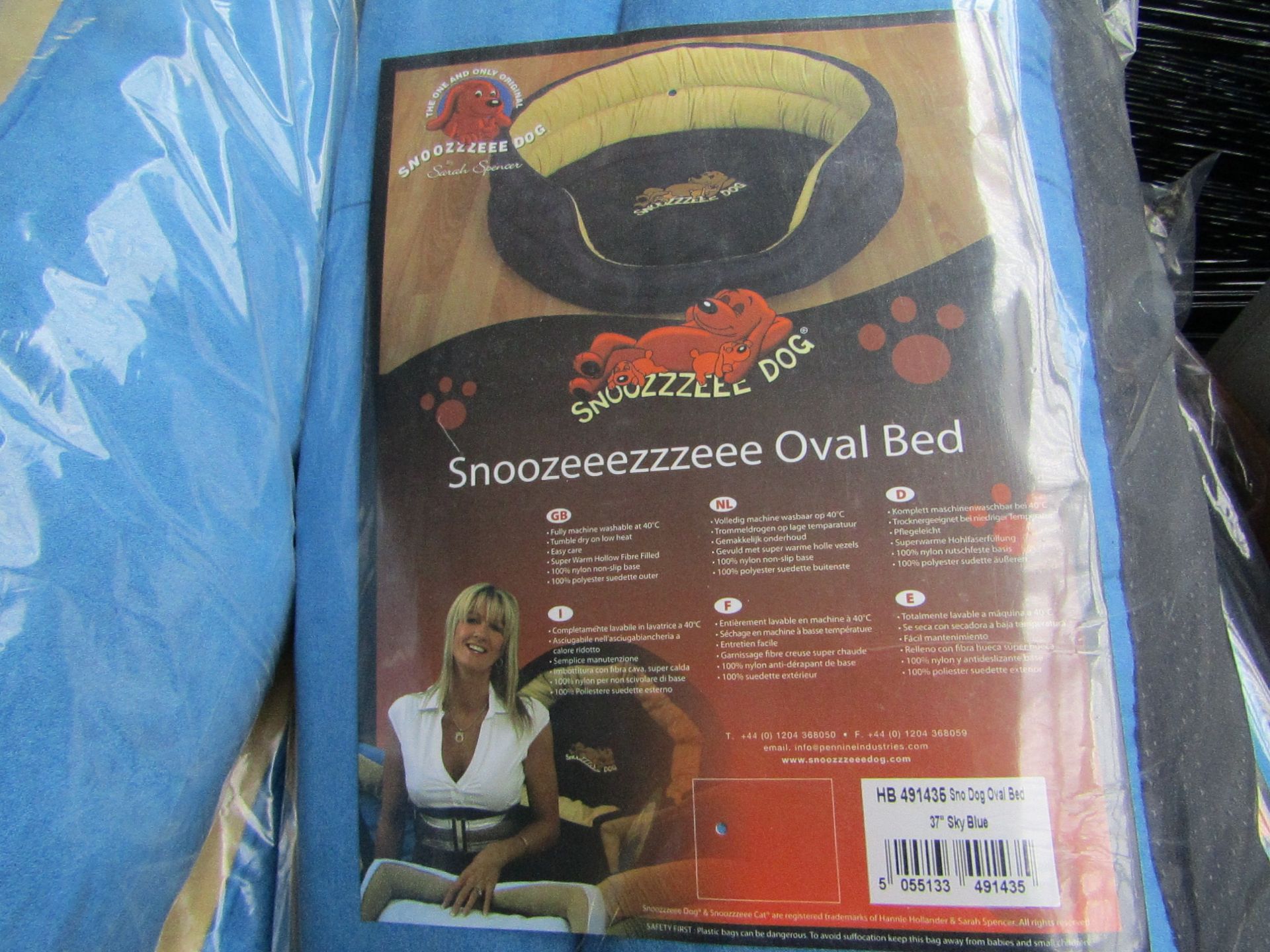 5x Snoozzzeee Dog - Oval Sky Blue Dog Bed (37") - All New & Packaged.