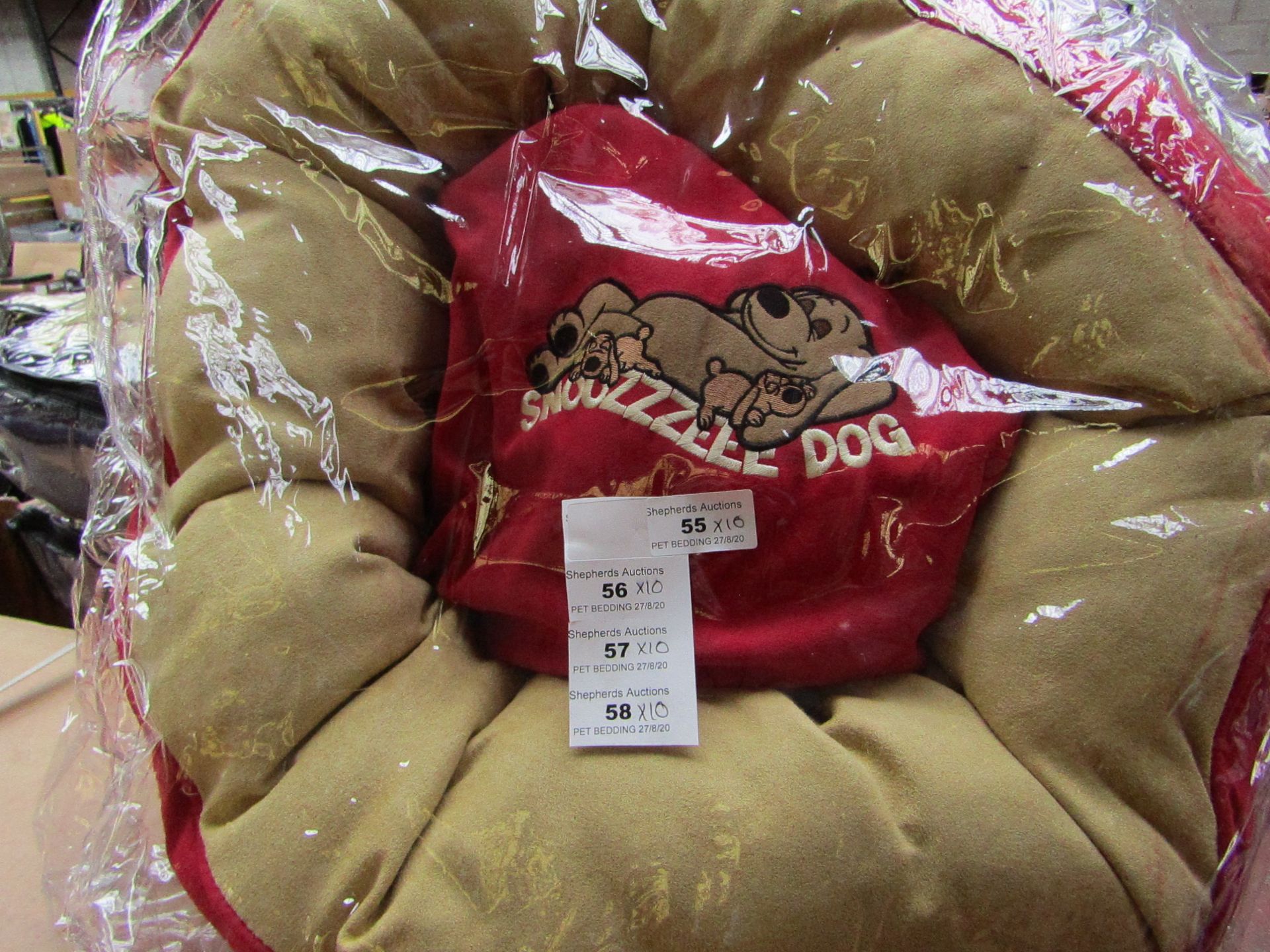 10x Snoozzzeee Dog - Cherry Red Donut Dog Bed (Size 1) - All New & Packaged.