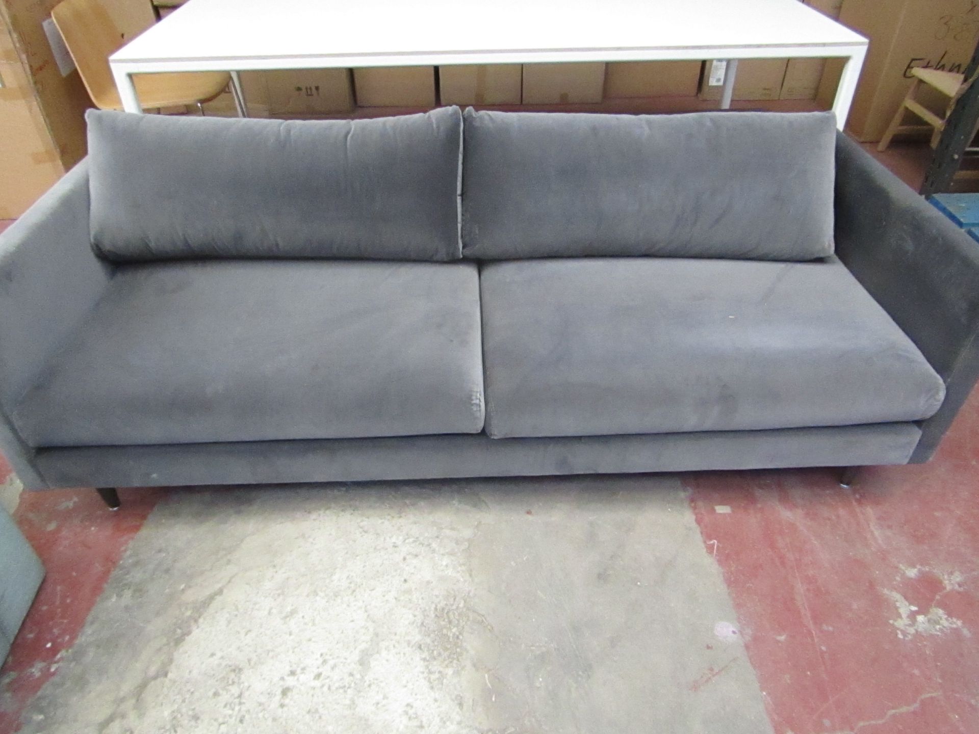 1X | SWOON GREY THREE SEATER SOFA | APPEARS TO HAVE NO MAJOR DAMAGE AND MAY CONTAIN A FEW MARKS |