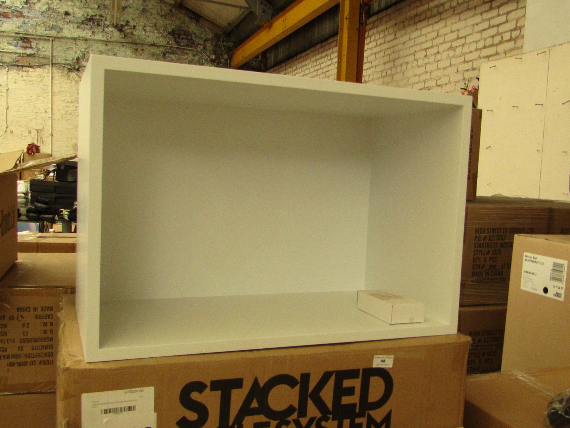 | 1X | MUUTO STACKED SHELF SYSTEM WITH BACKBOARD IN WHITE | LOOK UNUSED, NO GUARANTEE | RRP £136.