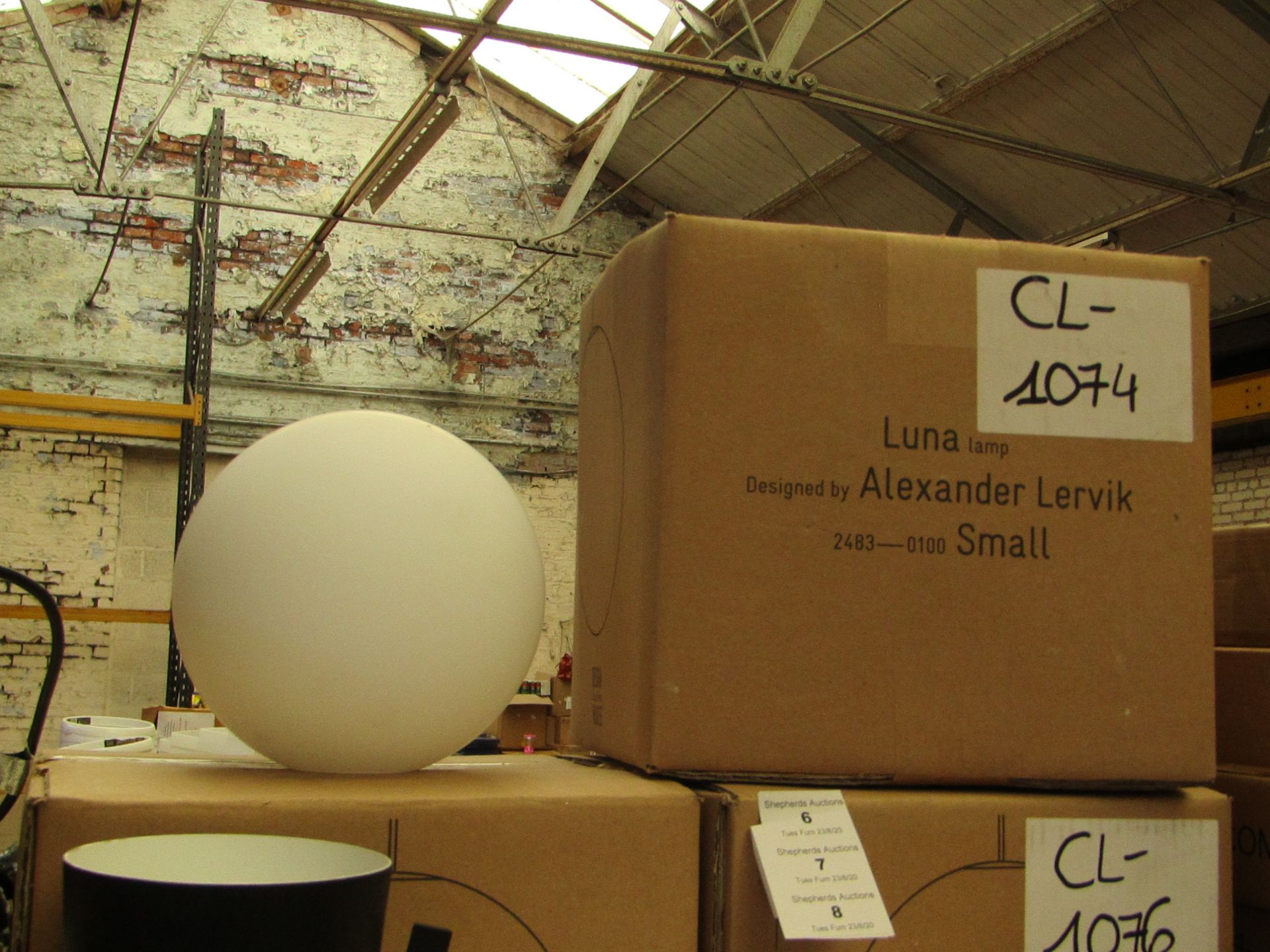 | 1X | LUNA LAMP DESIGNED BY ALEXANDER LERVIK | LOOKS UNUSED (NO GUARANTEE), BOXED | RRP £156.90 |