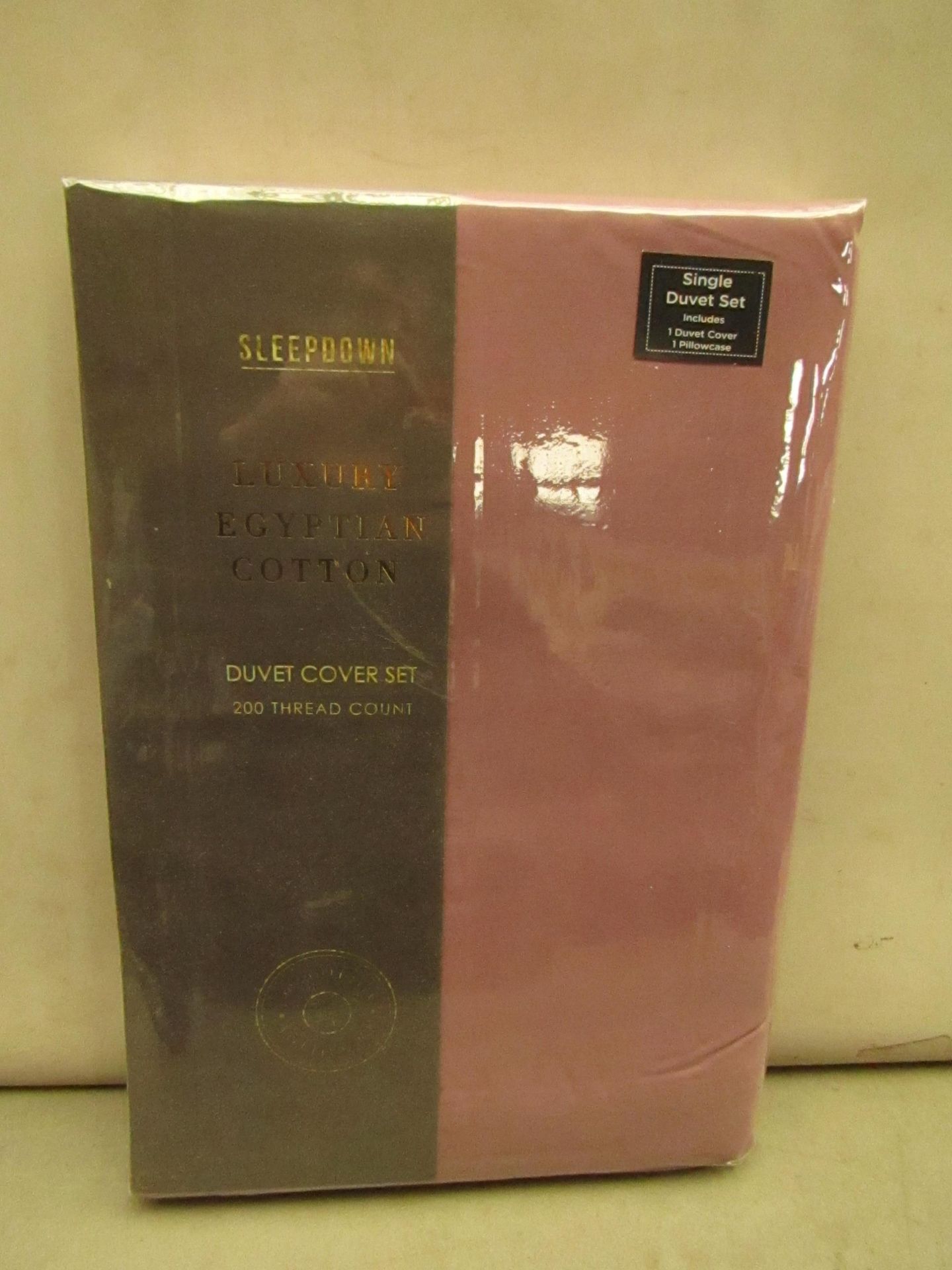 SleepDown - Luxury Egyptian Cotton - SINGLE Heather Purple Duvet Set - 1x Duvet Cover. 1x