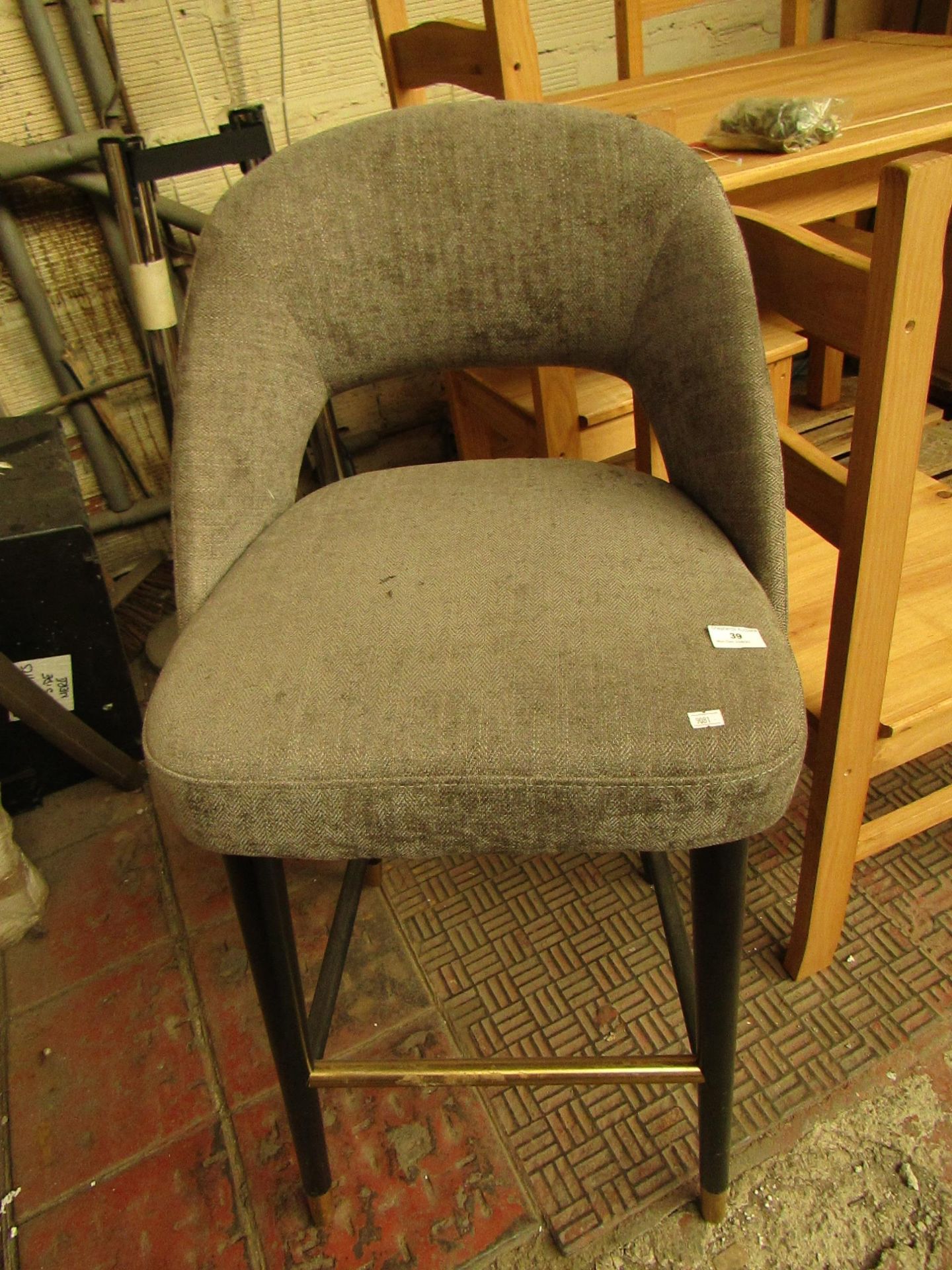 Grey Bar Stool. Needs attention on the leg and a good clean