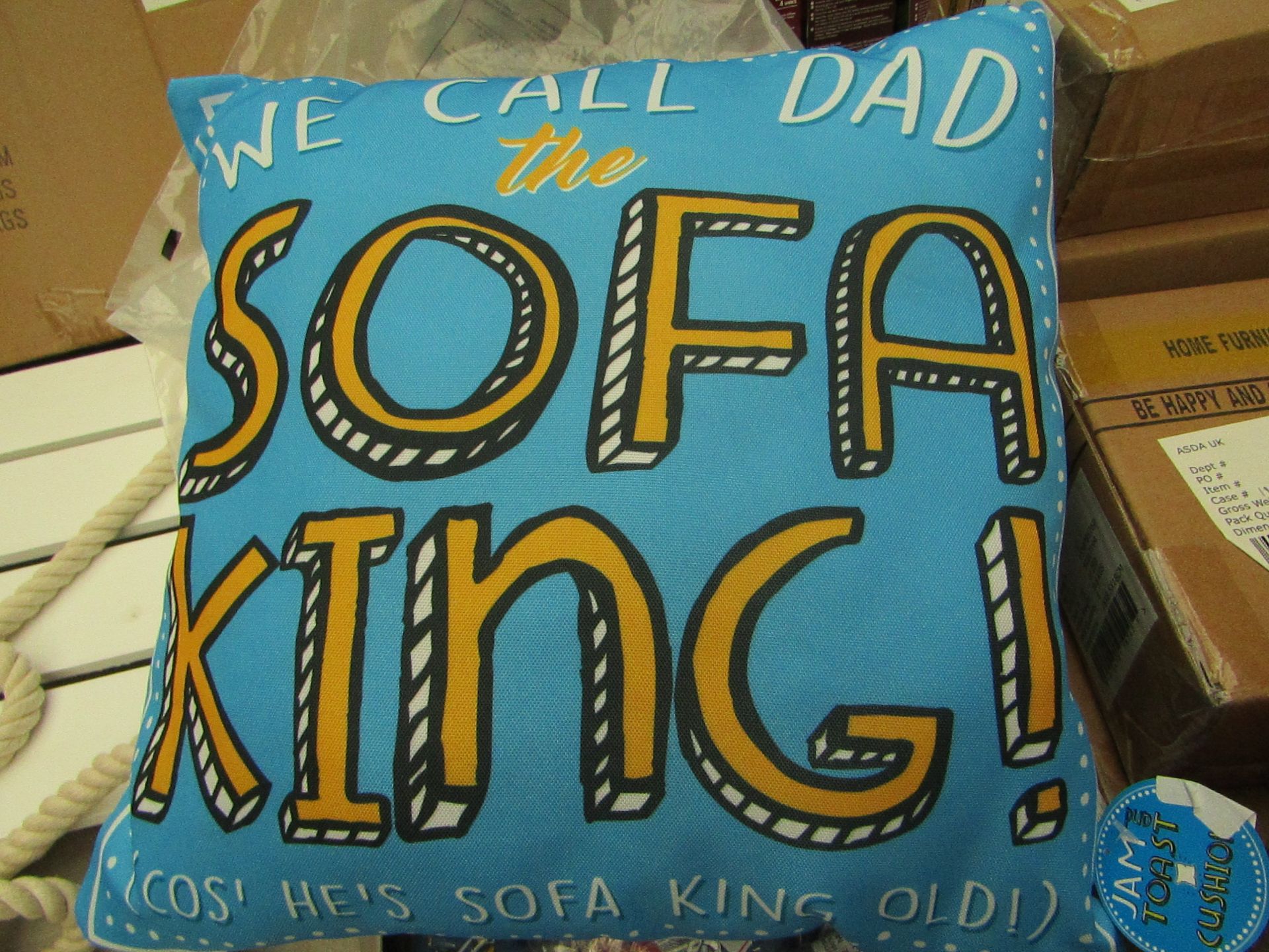 2x We Call Dad The Sofa King Cushions (40x40cm) - New with Tags & Packaged.