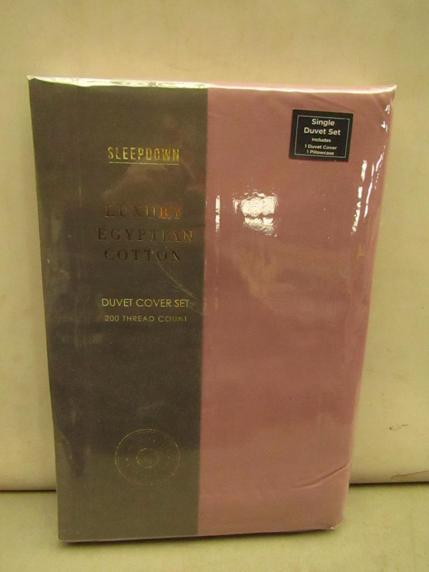 SleepDown - Luxury Egyptian Cotton - SINGLE Heather Purple Duvet Set - 1x Duvet Cover. 1x