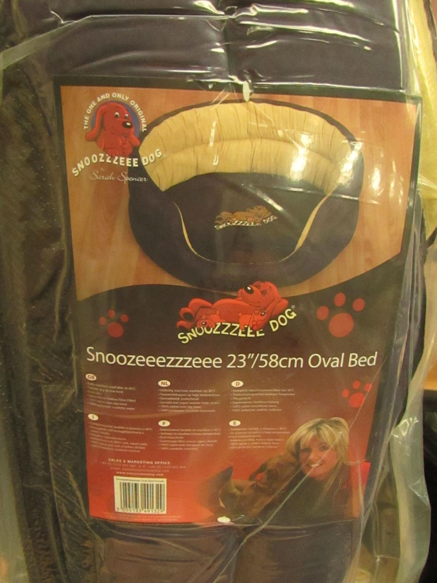 Snoozzzeee Dog - Purple Oval Dog Bed - 23" - New & Packaged.
