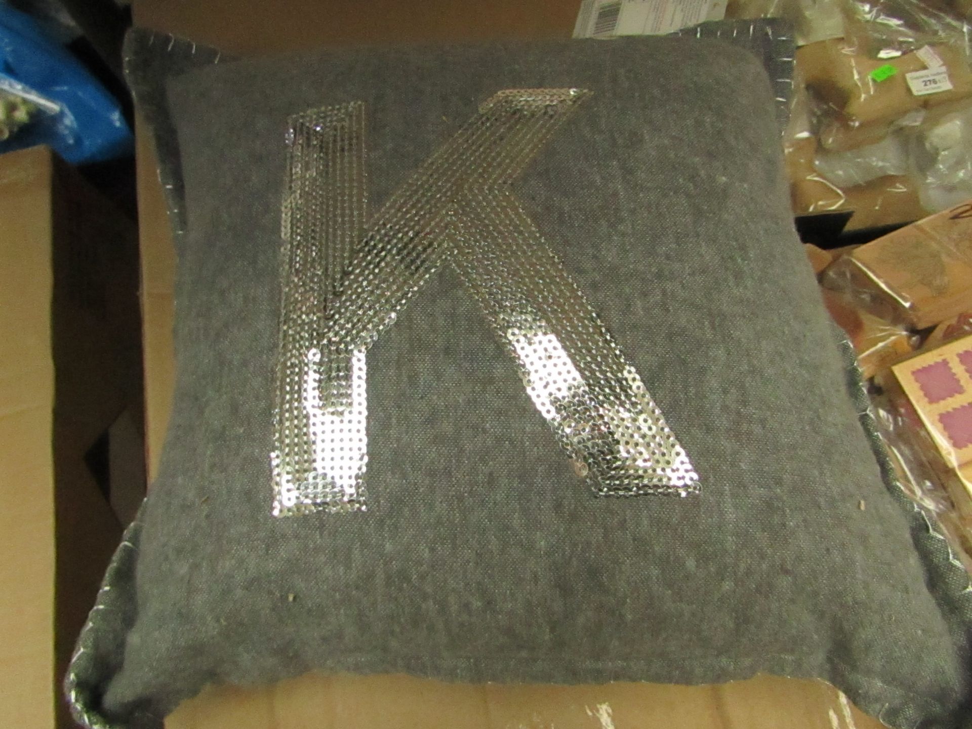 4 x Small Grey Sequin Cushions. New & Packaged