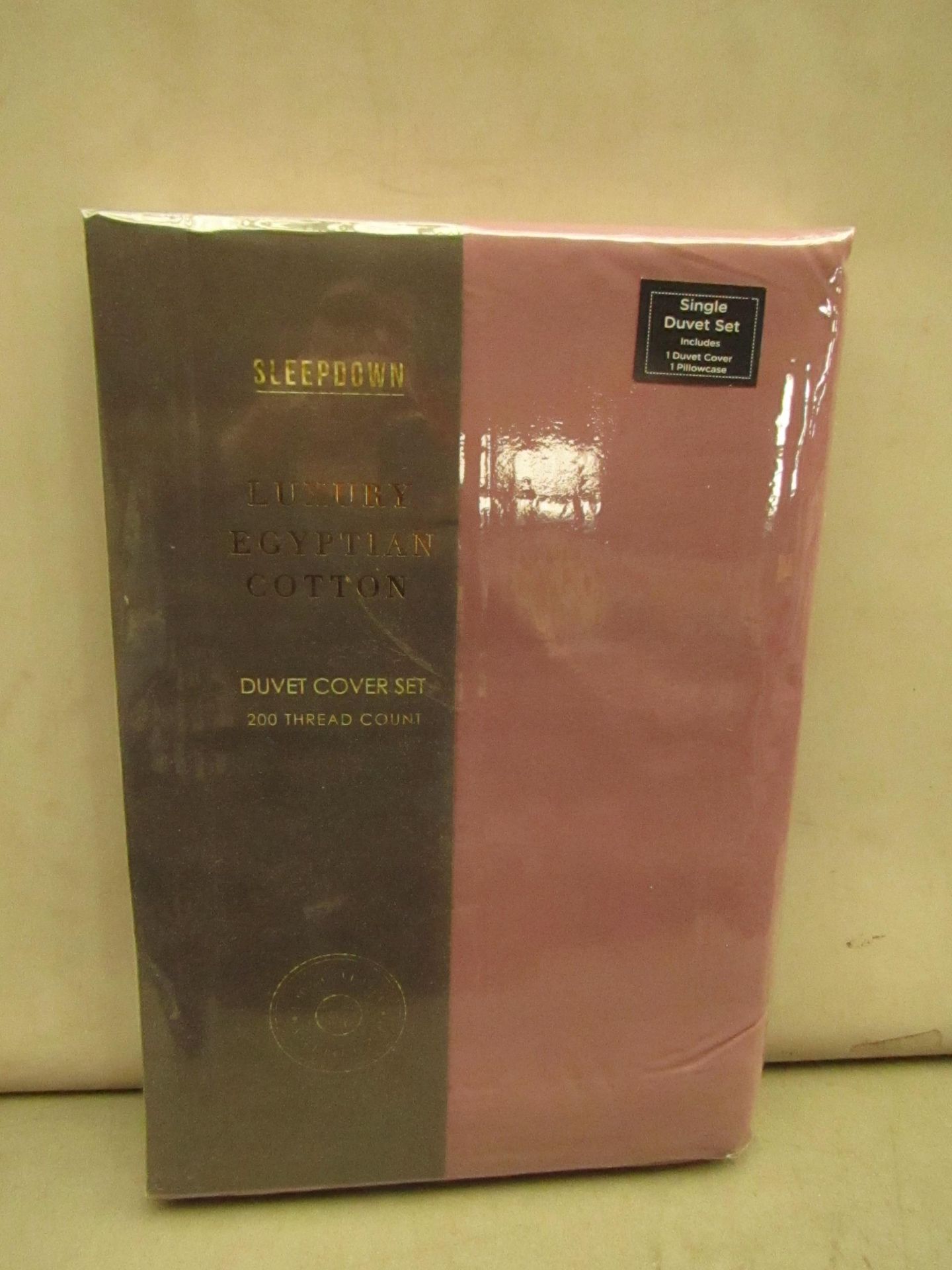 SleepDown - Luxury Egyptian Cotton - SINGLE Heather Purple Duvet Set - 1x Duvet Cover. 1x