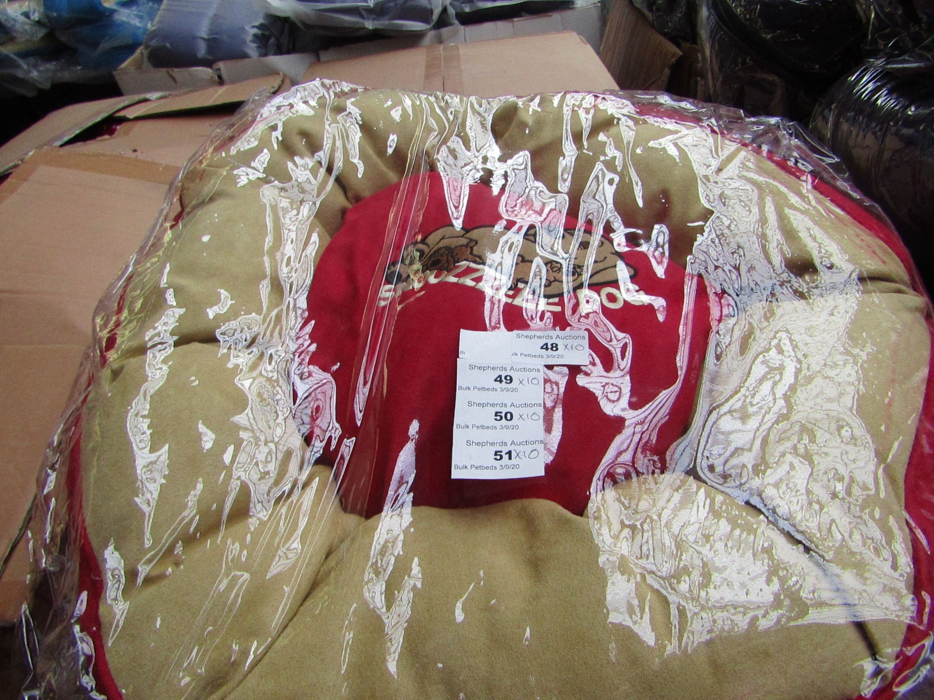 10x Snoozzzeee Dog - Cherry Red Donut Dog Bed (Size 1) - All New & Packaged.