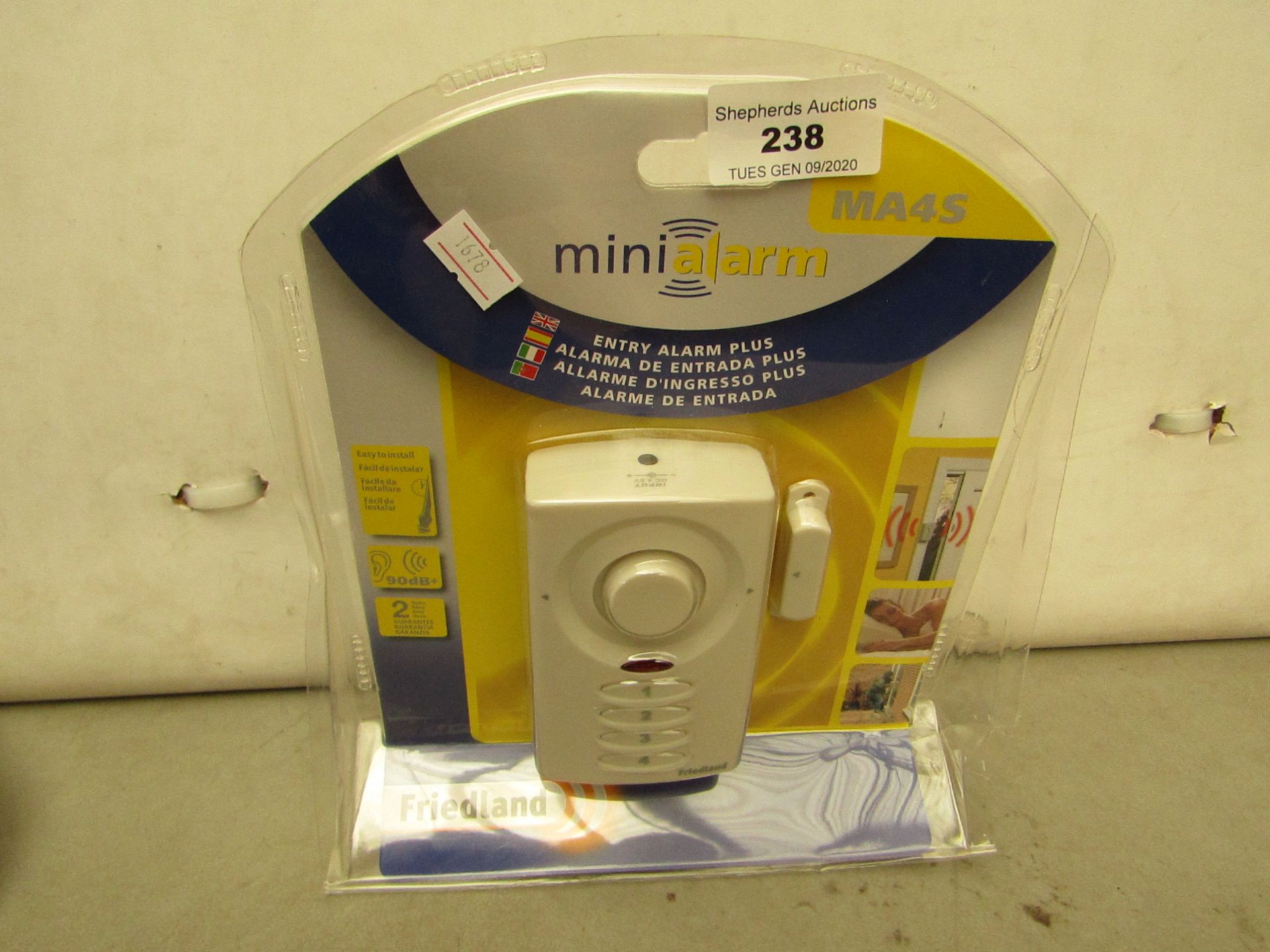 Mini Alarm Door Security Alarm. Looks unused & Packaged