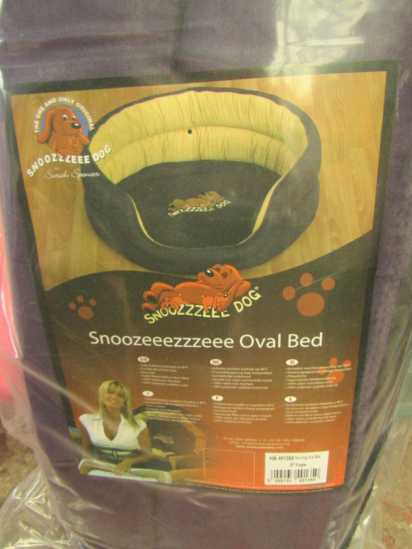 1x Snoozzzeee Dog - Purple Oval Dog Bed (37") - All New & Packaged.