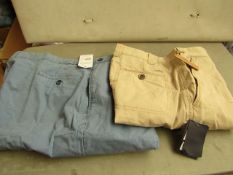 2x Clothing Items - 1x Oakman - Cotton Shorts (Indigo) - Size 32 Regular - New wih Tags. 1x