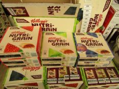 2 Boxes of 42 Kelloggs Nutri Grain Bars. Mixed Flavours. BB Dates range from 8/8/20 - 26/11/20