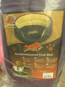 1x Snoozzzeee Dog - Purple Oval Dog Bed (37") - All New & Packaged.