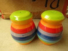 4 Sets of Rainbow Design Salt & Pepper Sets. Unused