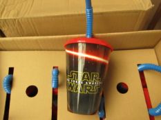 Box of 24 x Star Wars Plastic Kids Cups With Straws. Unused & Boxed