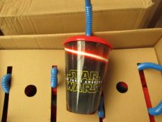 Box of 24 x Star Wars Plastic Kids Cups With Straws. Unused & Boxed