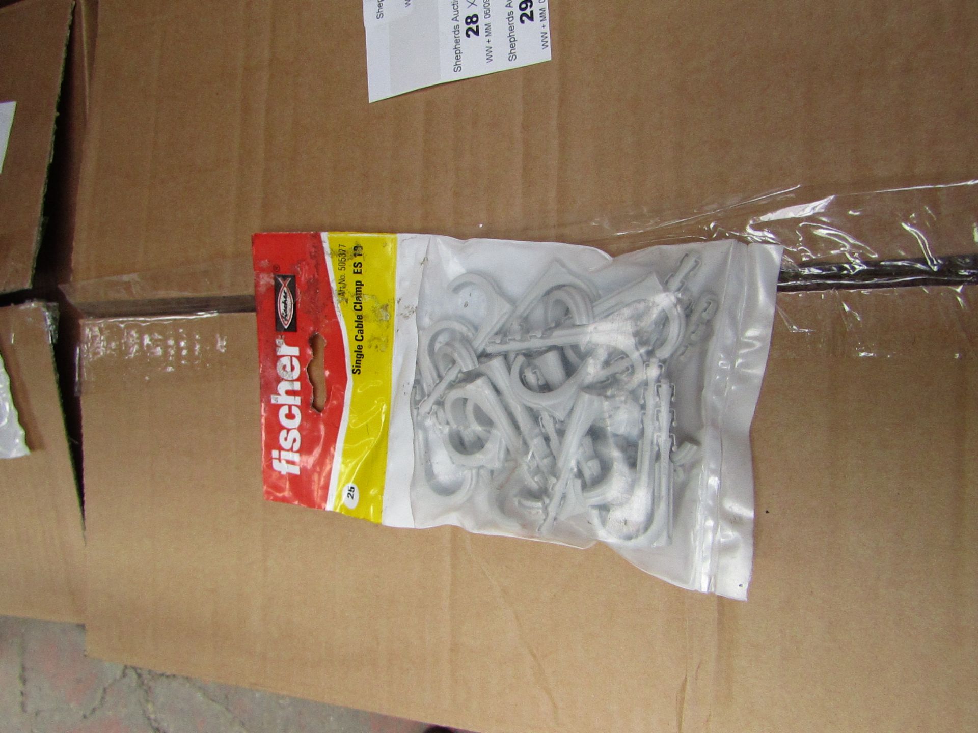 5x Fischer - Single Cable Clamp ES 18 - (Packs of 25) - New & Packaged.