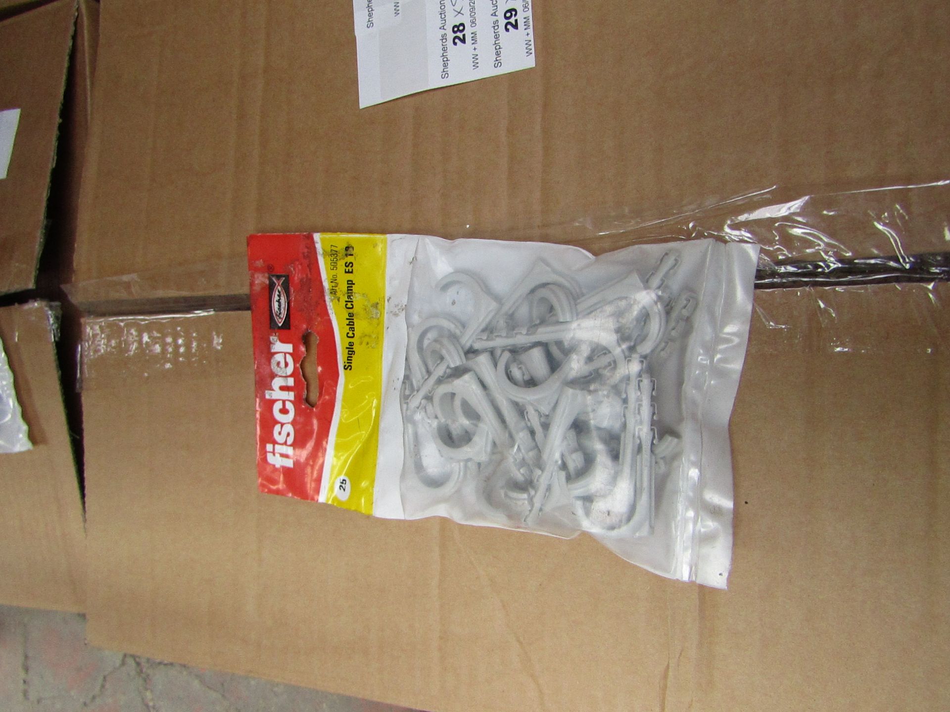 5x Fischer - Single Cable Clamp ES 18 - (Packs of 25) - New & Packaged.