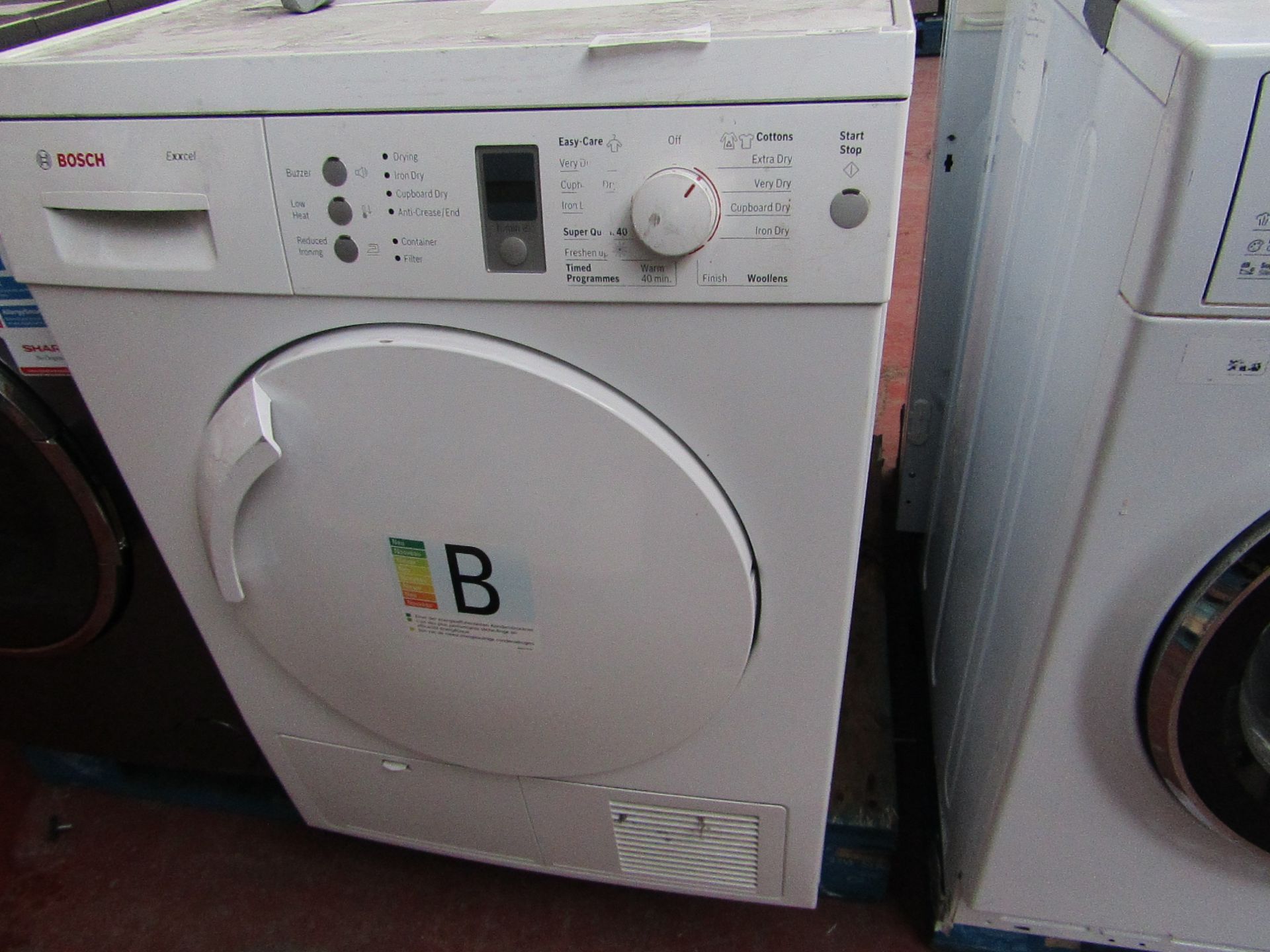 Bosch Exxcel condenser dryer, powers on but not tested no further.