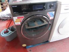 Sharp 1400RPM 10/6Kg washer dryer, powers on and spins.