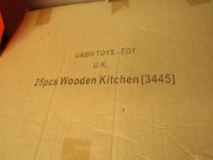Kids Wooden play Kitchen. Looks unused & Is Boxed