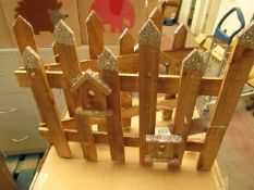 Wooden Christmas Light Up Fence. Tested Working. Req 3 AA Batteries (not included)