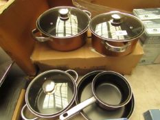 Set of 5 Pans with 3 Lids. Look Unused