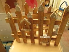 Wooden Christmas Light Up Fence. Tested Working. Req 3 AA Batteries (not included)