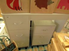 White Wooden Desk. 94cm x 40cm x 79cm Tall. With 3 Drawers. Needs Attention to the Piece at the back