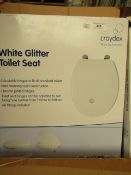 Croydex White Glitter Toilet Seat. Boxed but unchecked