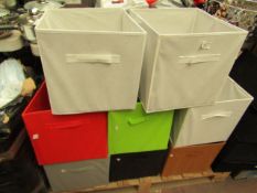 8x Various Coloured Fabric Storage Boxes H 30 W 32 L 32.