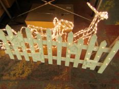 Wooden Christmas Light Up Fence. Tested Working. Req 3 AA Batteries (not included)