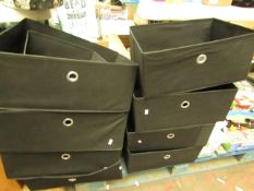 9x Various Sizes Black Fabric Storage Boxes.