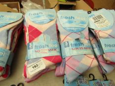 12 Pairs of Ladies Size 4 - 7 Non Elastic Socks. New with tags.