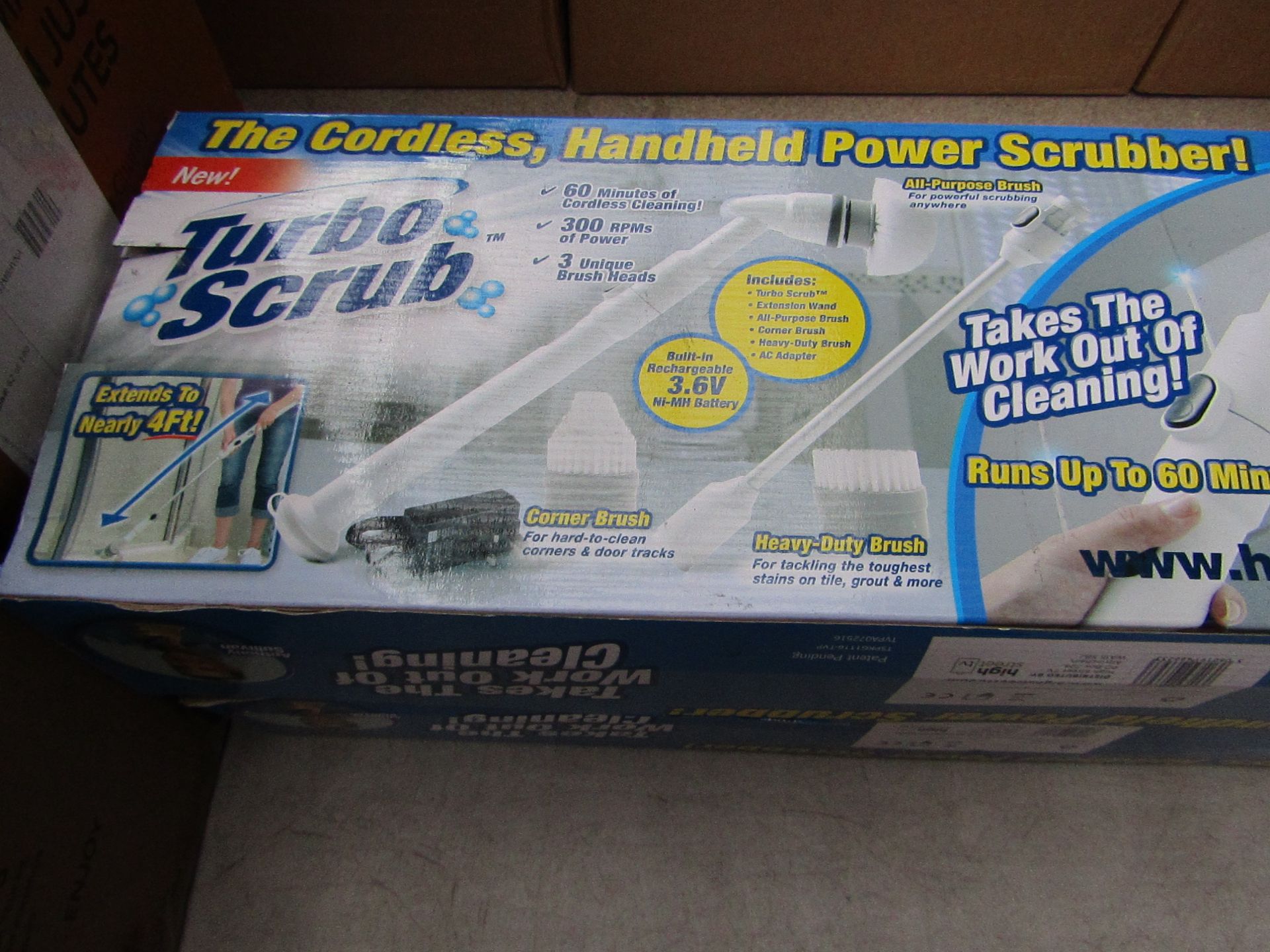 | 2X | TURBO SCRUB CORDLESS HAND HELD POWER SCRUBBER | UNCHECKED AND BOXED | SKU C5060191466233 |