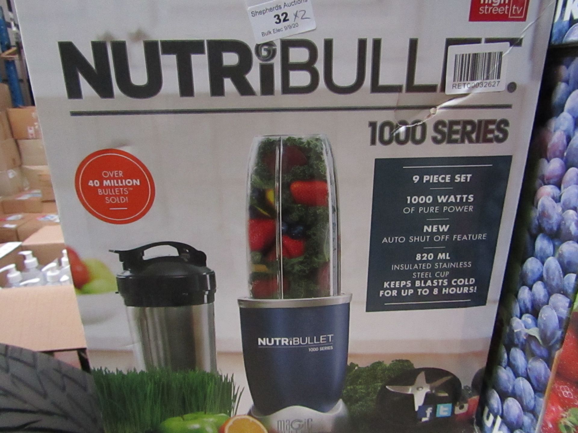 | 2X | NUTRI BULLET 1000 SERIES | UNCHECKED AND BOXED | NO ONLINE RESALE | SKU C5060191464734 |