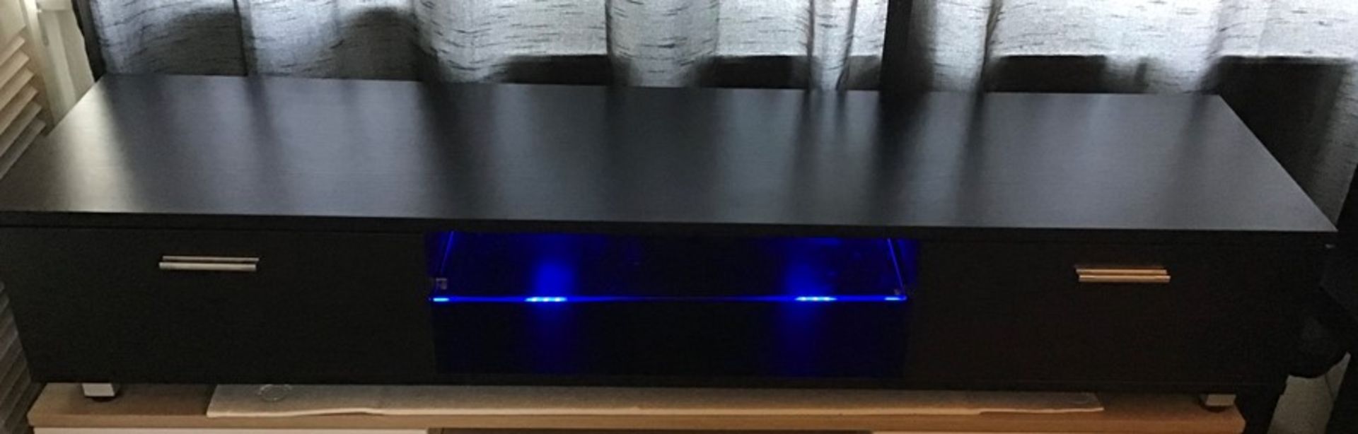 Black Melamine TV unit with LED lighting, brand new and boxed. RRP Circa £120.00 - Image 2 of 3