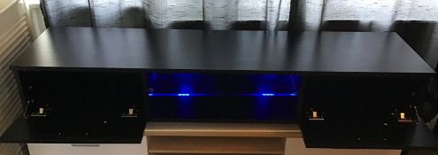 Black Melamine TV unit with LED lighting, brand new and boxed. RRP Circa £120.00
