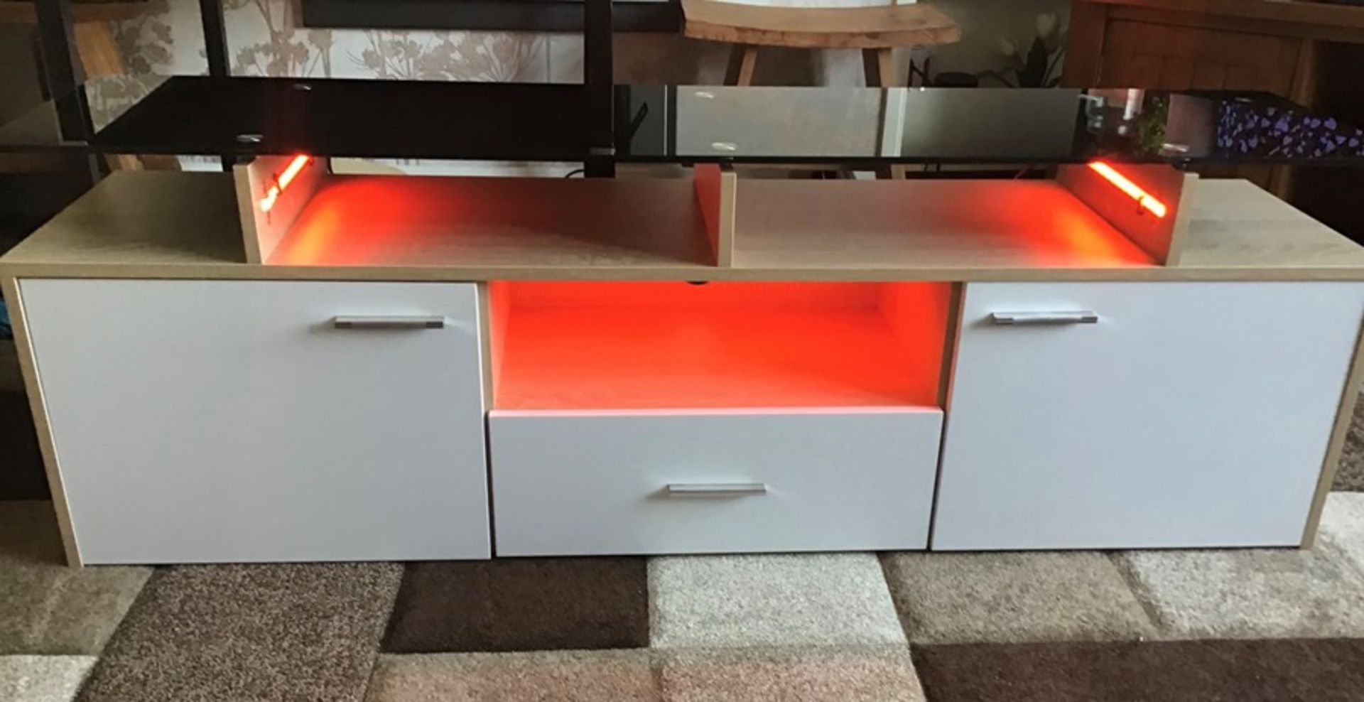 White Melamine TV unit with 9 colour LED lighting, brand new and boxed. RRP Circa £160.00 - Image 6 of 8