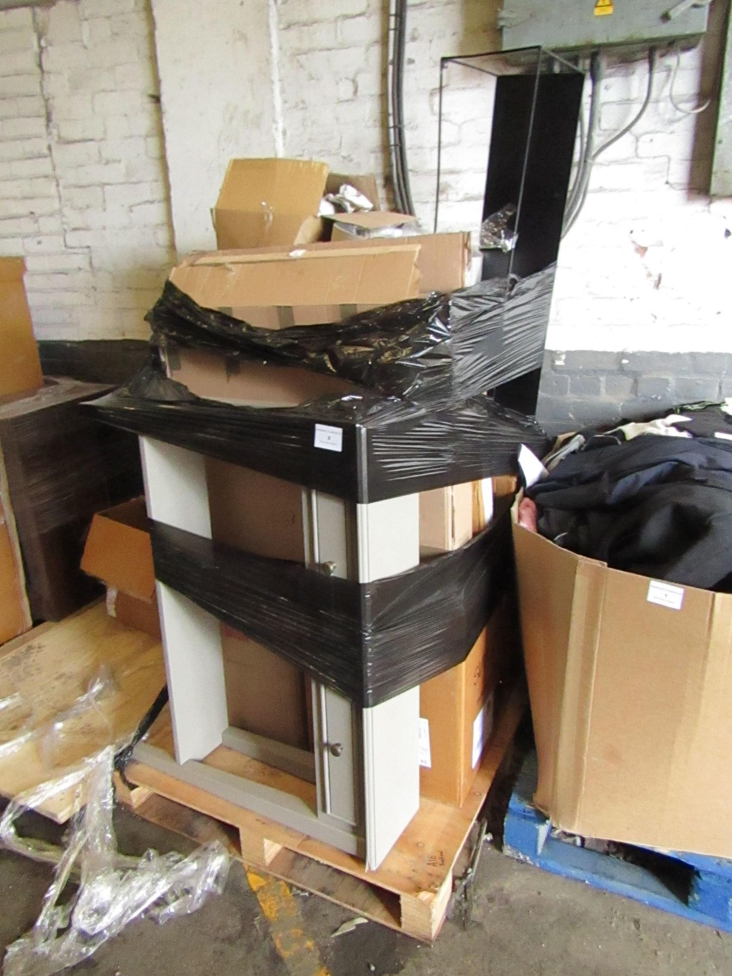 | 7X | PALLETS OF SWOON SALVAGE FURNITURE, TYPICAL ITEMS INCLUDE SIDE BOARDS AND MEDIA UNITS TO SIDE