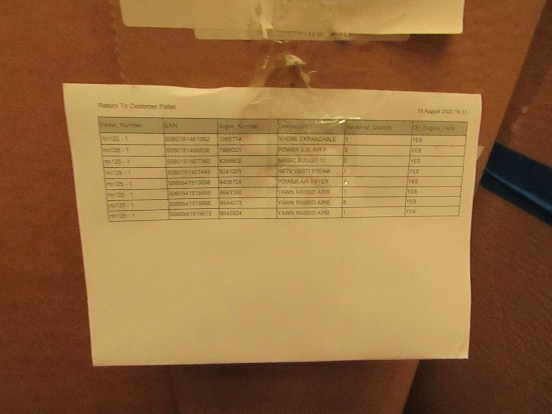 | 1X | PALLET OF RAW CUSTOMER RETURNS ELECTRICAL / NON ELECTRICAL | PLEASE NOTE, MANIFEST SHOWN ON